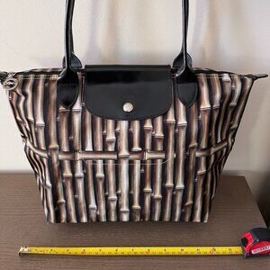 Longchamp Limited Edition Printed Bamboo Canvas/Leather.